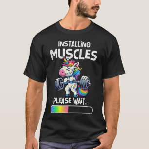 Muskeln installieren Lustiges Einhorn-Workout-Gym- T-Shirt