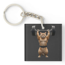 Muskelorange Katzen Gym Schlüsselanhänger