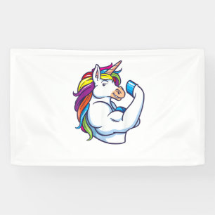 Muskelstarkes Einhorn - Lustiger Magischer Fitness Banner