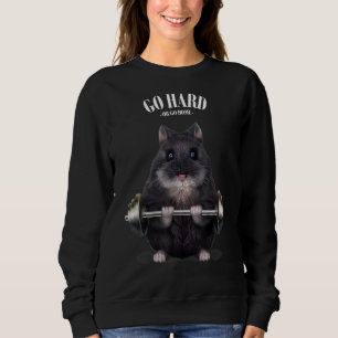 Muskeltraining im schwarzen Zwerghamster Sweatshirt