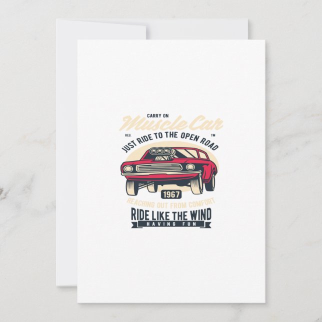 Muskelwagen Einladung (Vorderseite)