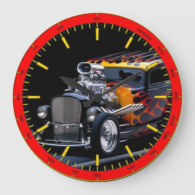 Muskelwagen Große Wanduhr (Vorderseite)