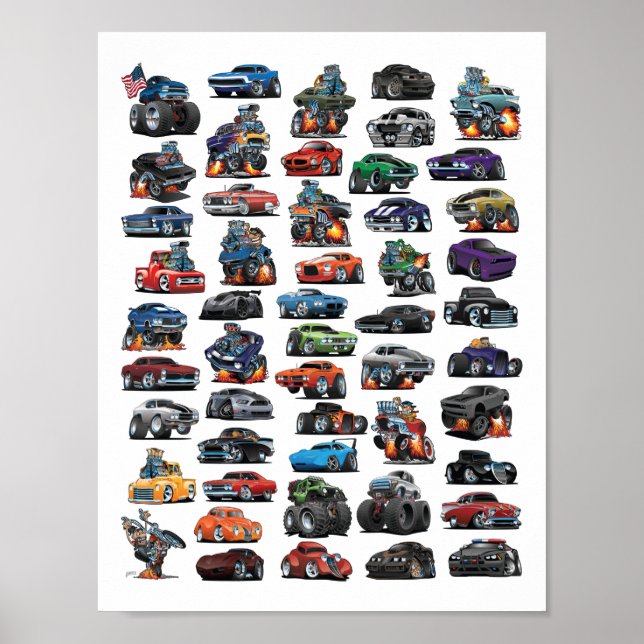 Muskelwagen, klassische Autos, Lastkraftwagen und  Poster (Vorne)
