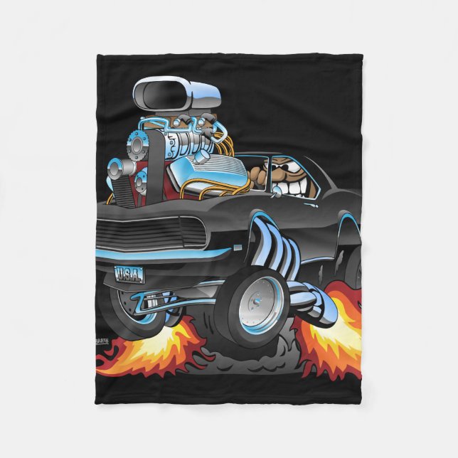 Muskelwagen mit klassischem Muskelrad Fleecedecke (Vorderseite)
