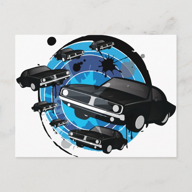 Muskelwagen Postkarte (Vorderseite)