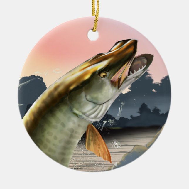 Muskie Christmas Keramik Ornament (Vorne)