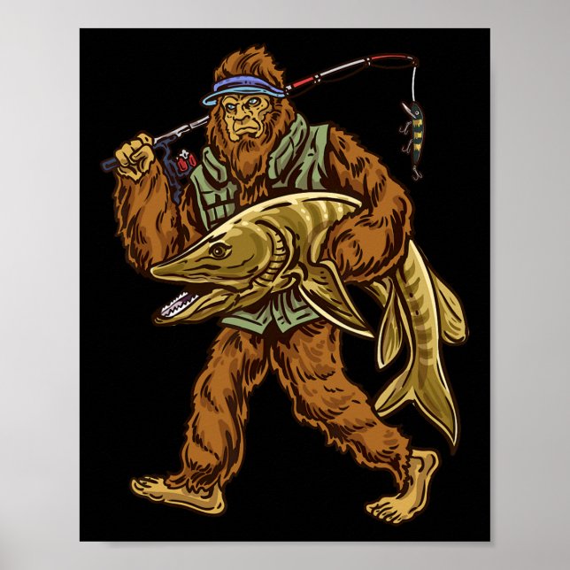 Muskie Fischen Bigfoot Musky Jagd Fischer Poster (Vorne)