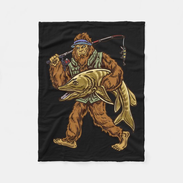 Muskie Fischen Bigfoot Musky Junting Fishermen 1 Fleecedecke (Vorderseite)