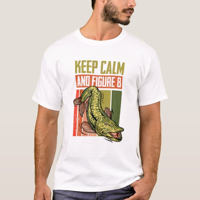 Muskie Fischen Muskeln Behalten ruhig und Abbildun T-Shirt (Vorderseite)