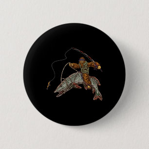Muskie Fischen Tiger Musky Jagd Bigfoot Fischer Button