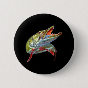 Muskie Hunter Musky Fisherman Lure Fly Fishing Button