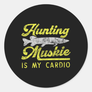 Muskie jagen ist mein Cardio Lustiger Musky-Flussf Runder Aufkleber