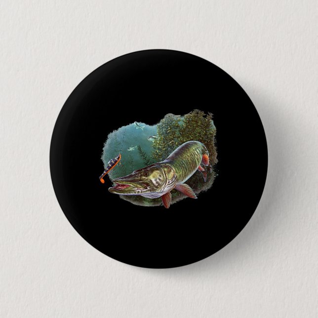 Muskie-Jäger Musky-Angler Fly-Fishing-Köder Nov Button (Vorderseite)