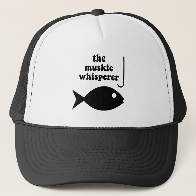 muskie Whispererfischen Truckerkappe (Vorderseite)