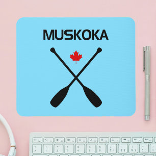 Muskoka Canada Crossed Paddle Oars Maple Leaf Mousepad