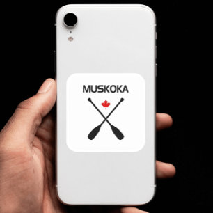 Muskoka Canada Crossed Paddle Oars Maple Leaf Quadratischer Aufkleber