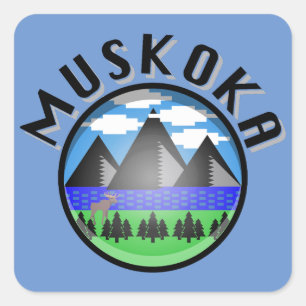 Muskoka Design (Version 2) - Strandtuch Quadratischer Aufkleber