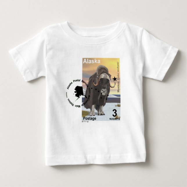 Muskox Briefmarke Souvenir Baby T-shirt (Vorderseite)