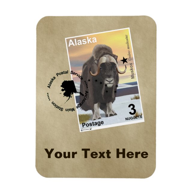 Muskox Briefmarke Souvenir Magnet (Vertikal)