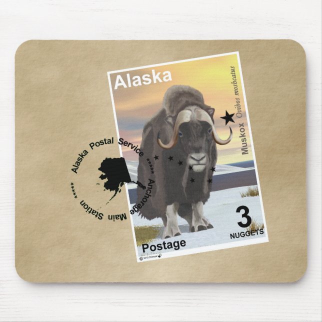 Muskox Briefmarke Souvenir Mousepad (Vorne)