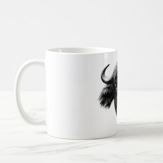 Muskox Lover T - Shirt - Realistisch Black & White Kaffeetasse (Links)