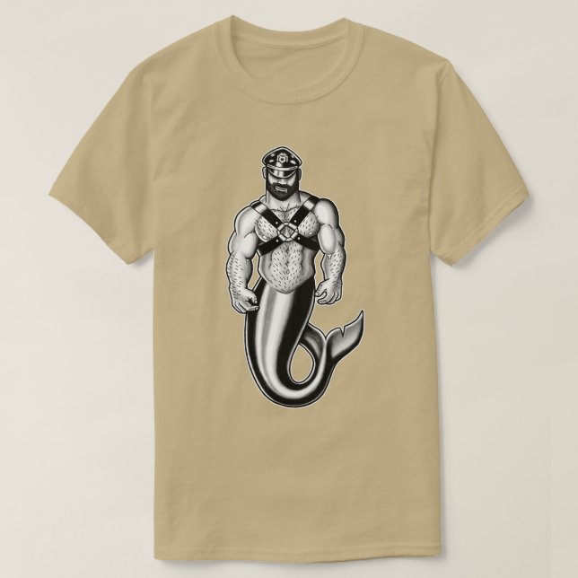 Muskulär Leather Merman T-Shirt (Design vorne)
