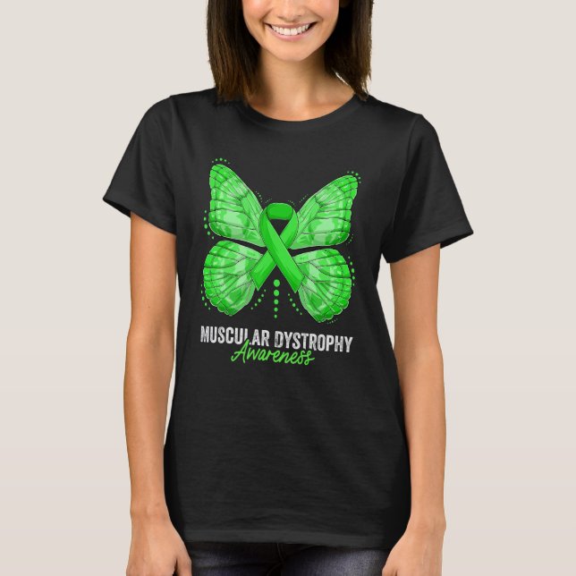 Muskuläre Dystrophie Bewusstsein Monat Gloves Grün T-Shirt (Vorderseite)