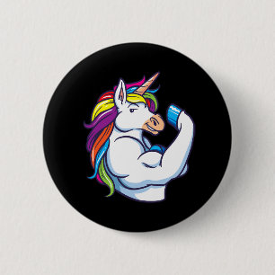 Muskuläre Einhorn - Funny Magic Fitness Bodybuild Button