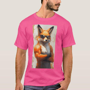 Muskuläre, streng aussehende Fox mit Sonnenbrille T-Shirt
