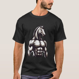 Muskulöse Pferde-Kraftdreikampf-Gewichtheben-Gym-A T-Shirt