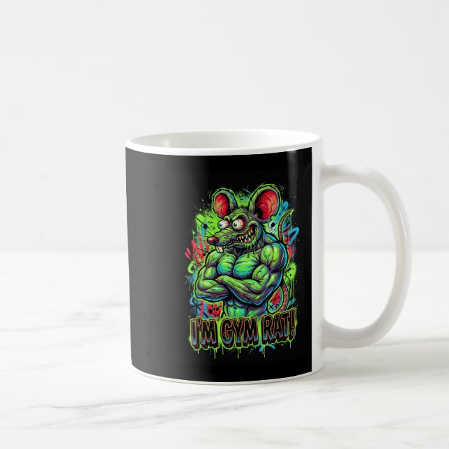 Muskulöser Fitnessstudio-Ratte Bodybuilder Graffit Kaffeetasse (Rechts)