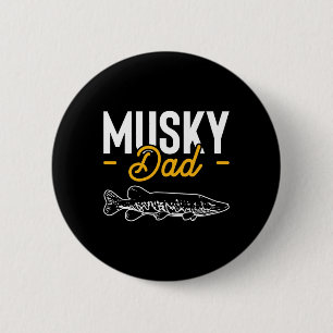 Musky Vater Fathers Day Musky Muskellunge Pike Fis Button