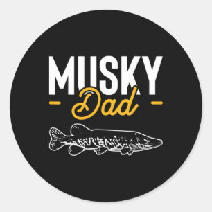 Musky Vater Fathers Day Musky Muskellunge Pike Fis Runder Aufkleber