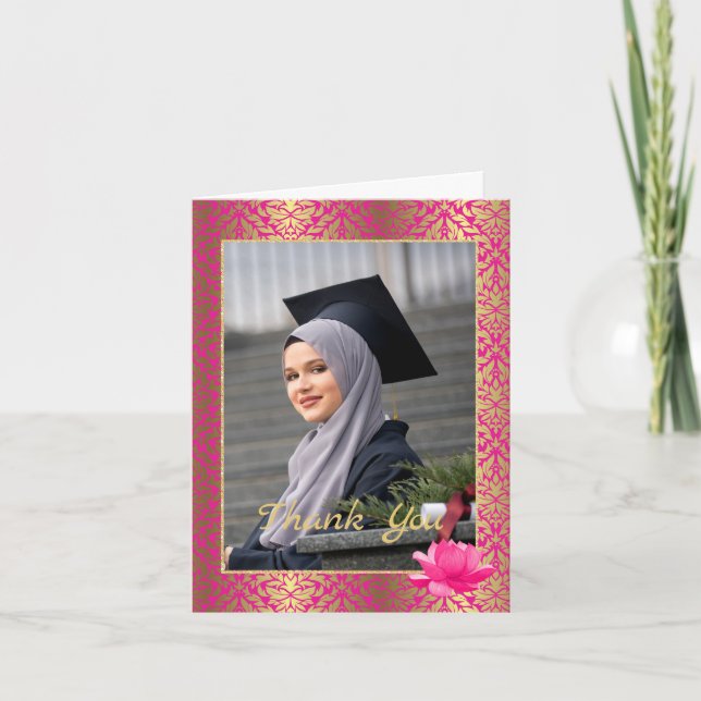 Muslim Abschluss Foto Abschluss Vielen Dank Dankeskarte (Vorderseite)