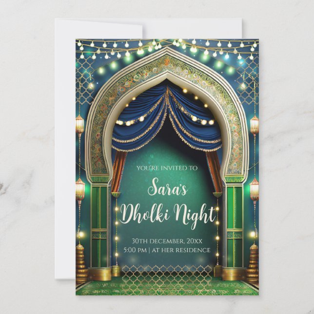Muslim Dholki lädt & Mehndi ein Einladung (Vorderseite)