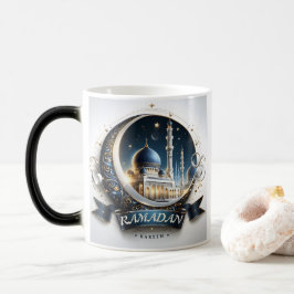 Muslim Golden Navy Blue Mosque Eid Mubarak Verwandlungstasse