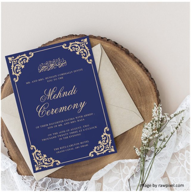 Muslime Mehndi Henna Gold Islamische Hochzeit Einladung (Von Creator hochgeladen)