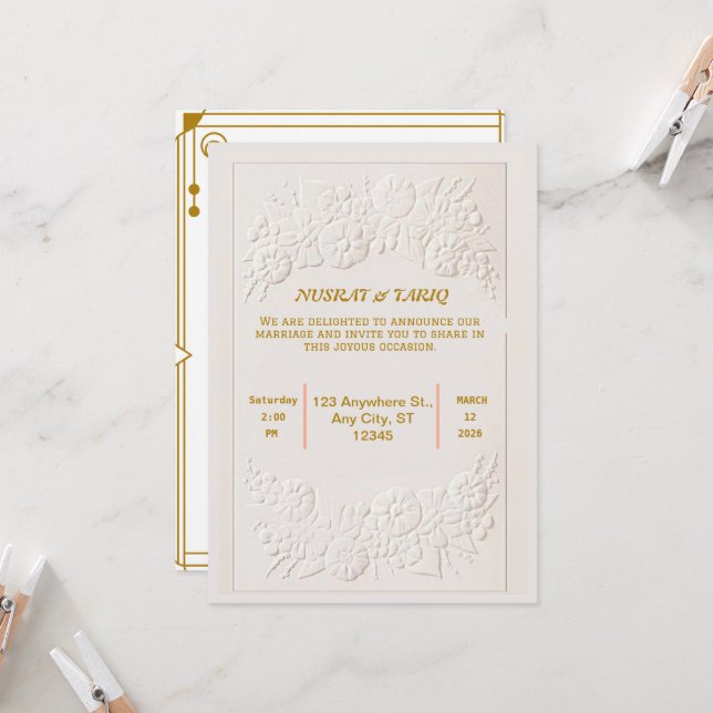 Muslime Nikah Islamische Hochzeitseinladung Einladung (Vorderseite/Rückseite Beispiel)