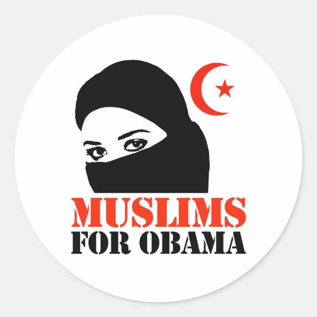 MUSLIMEN FÜR OBAMA RUNDER AUFKLEBER (Vorderseite)
