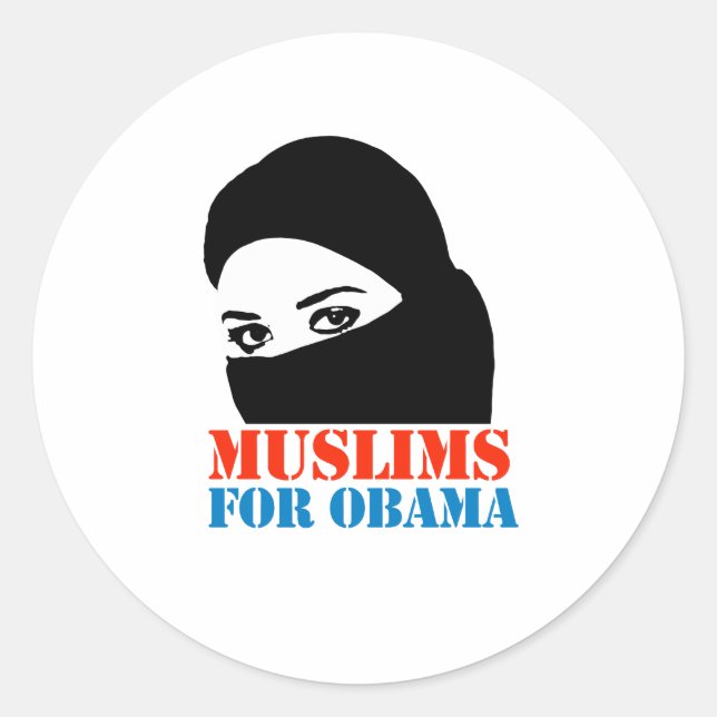 MUSLIMEN FÜR OBAMA RUNDER AUFKLEBER (Vorderseite)