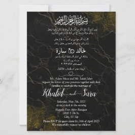 Muslimische Arabisch Englisch Schwarz-Gold-Marmor Einladung