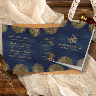 Muslimische Hochzeit der Navy Blue und des Goldene Einladung