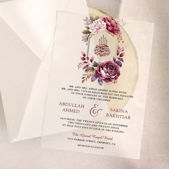Muslimische Hochzeit in Burgund-Floral-Wappen (Von Creator hochgeladen)