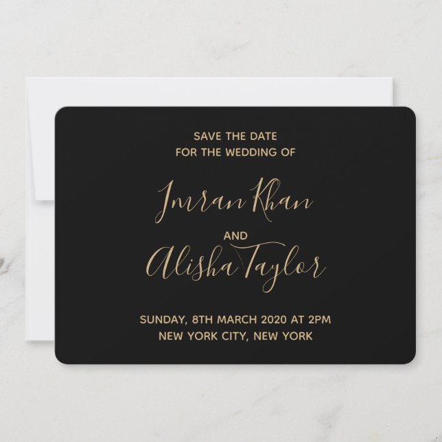 Muslimische Hochzeit Retten Sie das Datum Gold Ara Save The Date (Vorderseite)