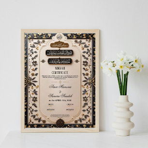 Muslimisches islamisches elegantes Nikkah-Zertifik Poster
