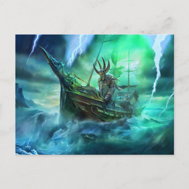 Muspell is sailing the Naglfar ship at Ragnarök Postkarte (Vorderseite)