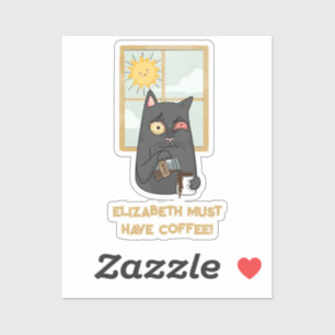 Muss Kaffee entwirren Katzenkatze auf Java Aufkleber