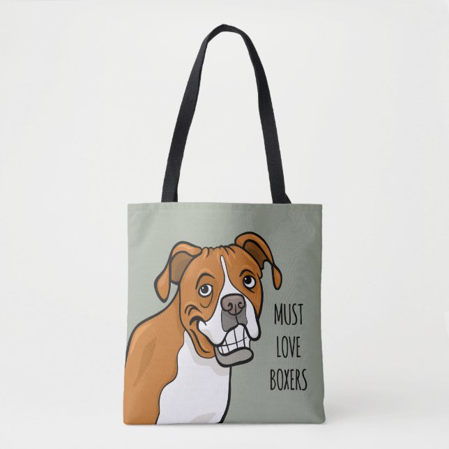 "Muss Liebe-Boxer-" Cartoon-Boxer-Hund Tasche (Vorderseite)