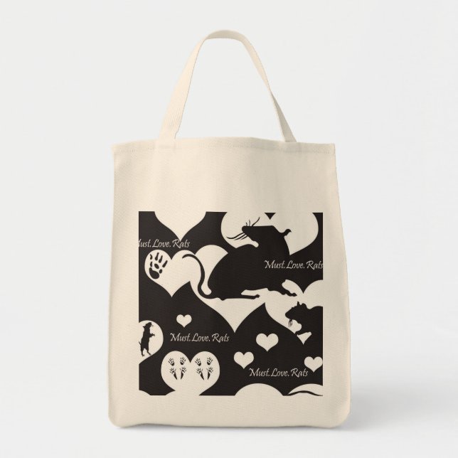 Muss. Liebe. Ratten-Schwarzweiss-Tasche Tragetasche (Vorne)