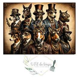 Musselin Dog Family Steampunk Hat Tissue Paper Seidenpapier
